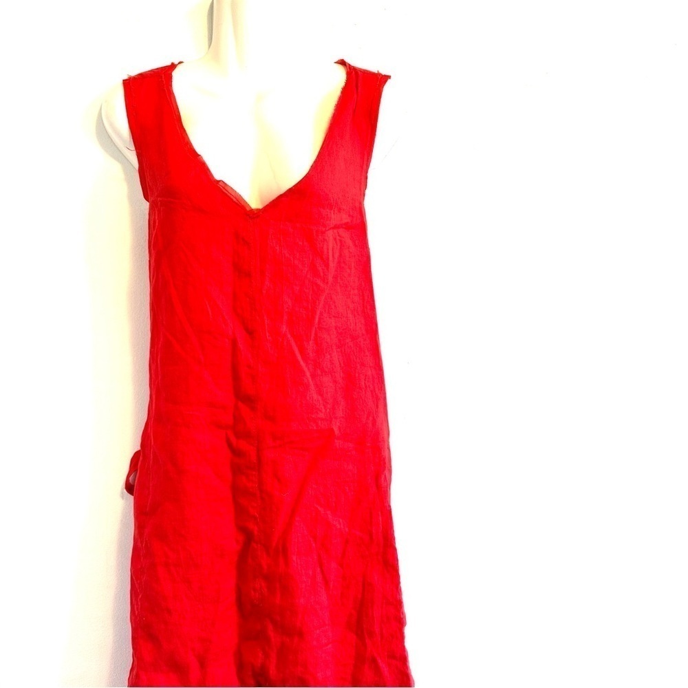 Sundance Dresses Women’s Red Linen & Silk Midi Dress size L